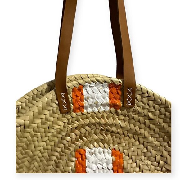 Mark & Graham Hand Painted Circle Beach Bag, Straw, Stripes - Picture 5 of 11